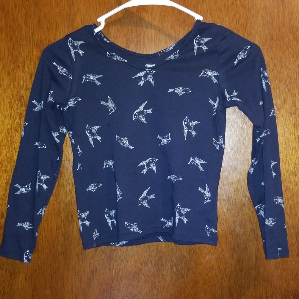 Girls Navy Blue Long Sleeve Shirt NWOT